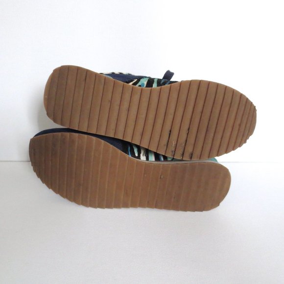 Aldo Mixed Pattern Fashion Navy Turquoise Blue Leopard Sneakers - Picture 3 of 4